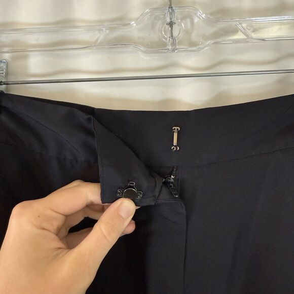 ICE 100% Silk Pants Women's 20 Black Cropped Pocketless Lightweight - Picture 5 of 11